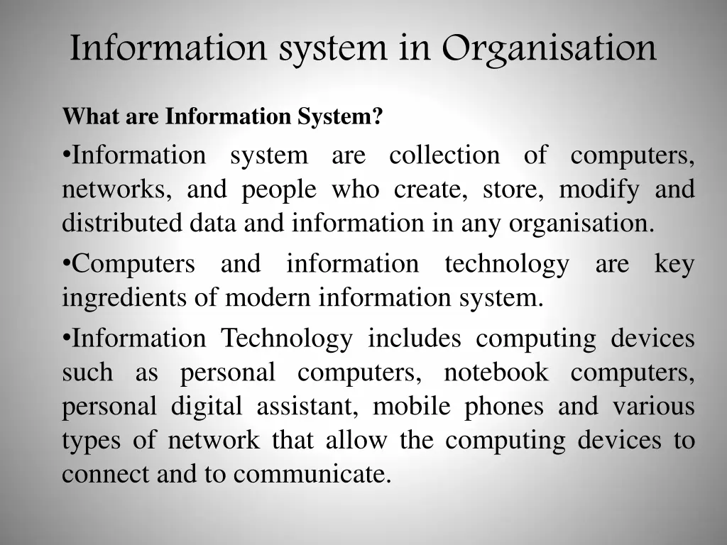 information system in organisation