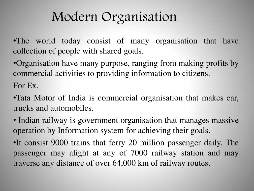 modern organisation