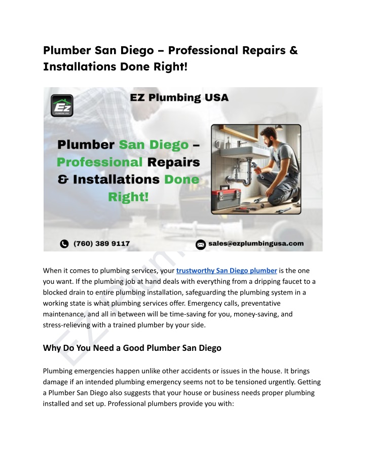 plumber san diego professional repairs