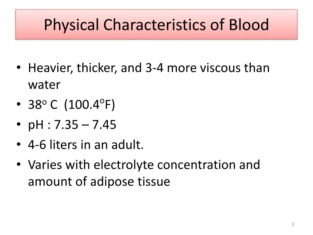 physical characteristics of blood