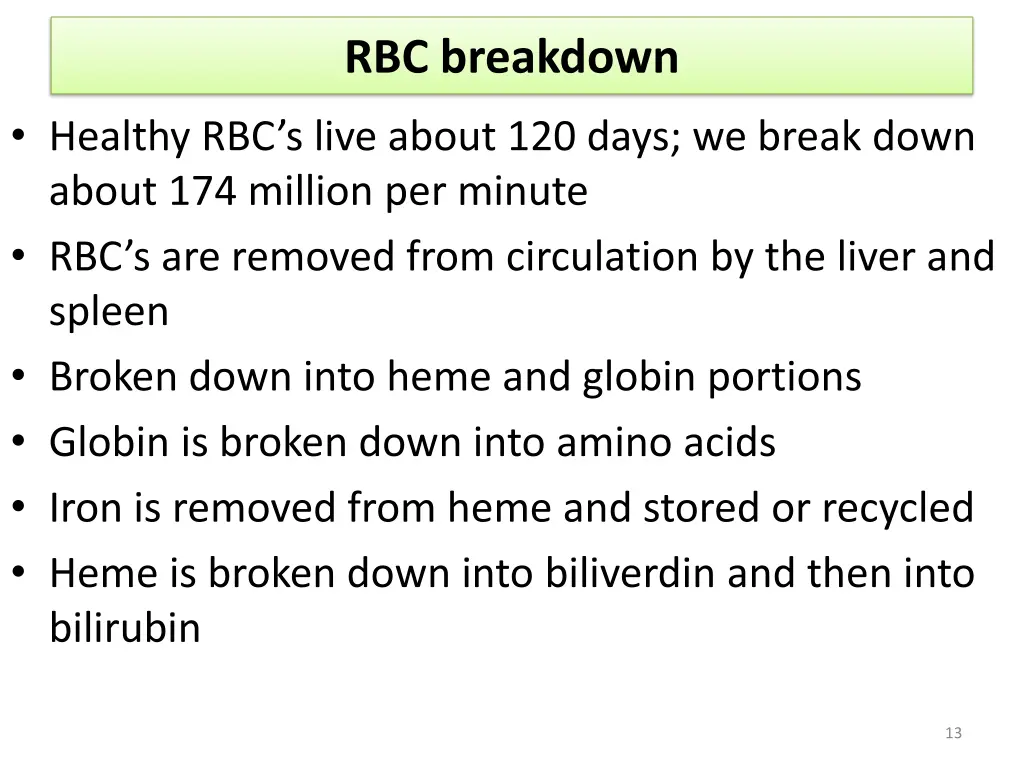 rbc breakdown