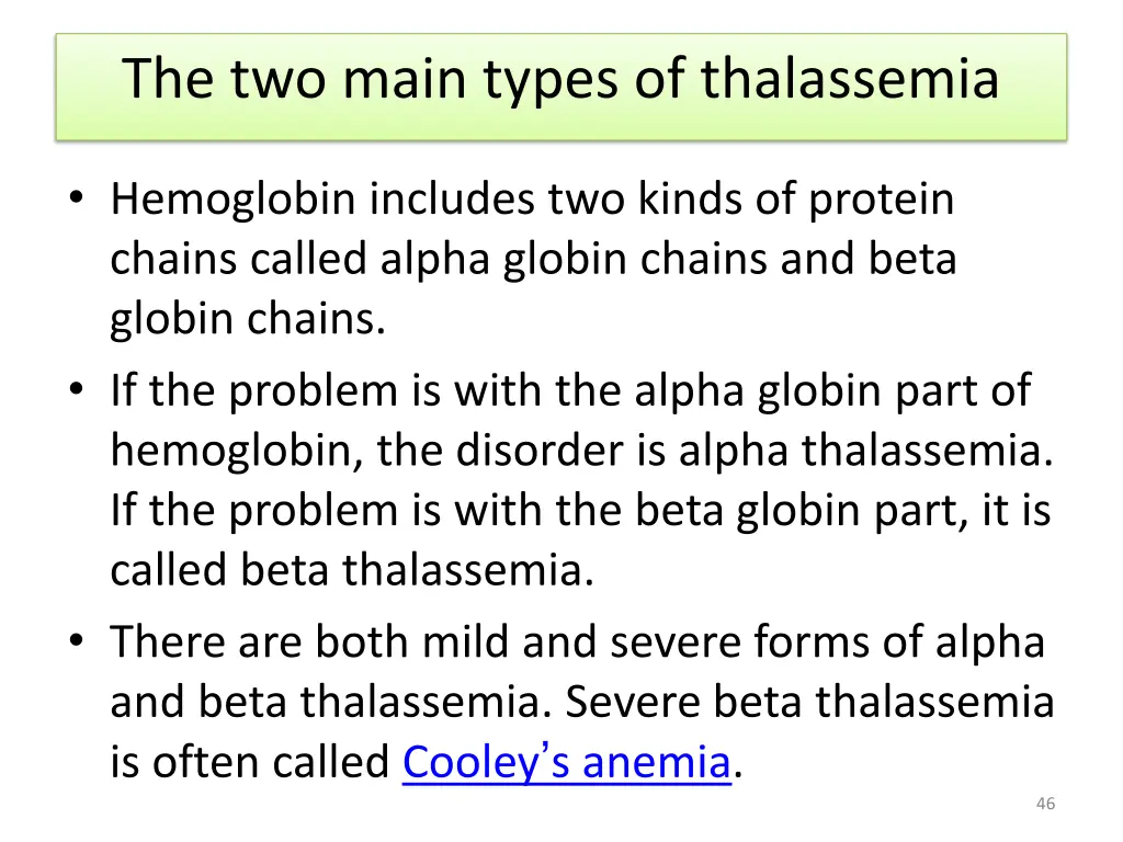the two main types of thalassemia 1