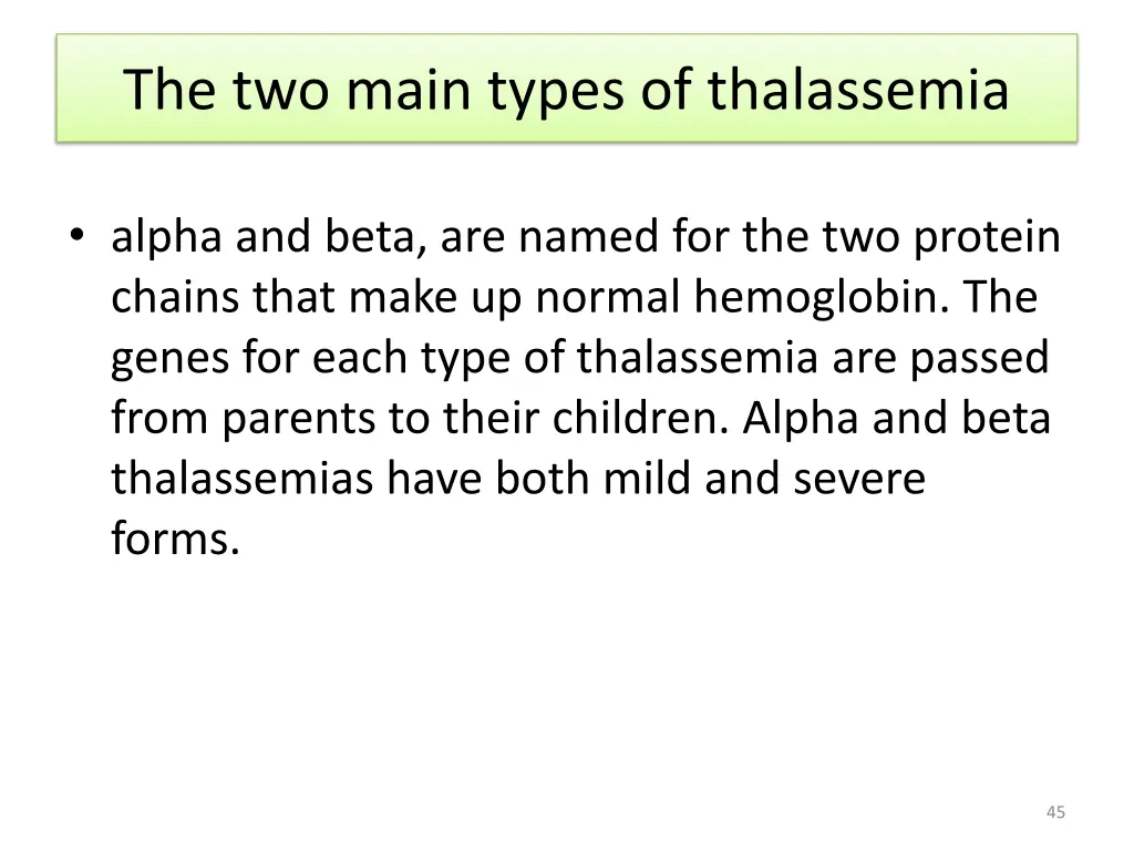 the two main types of thalassemia