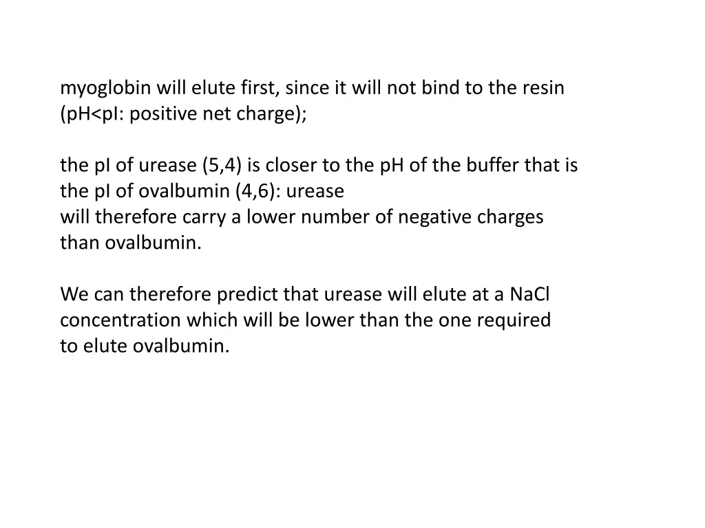 myoglobin will elute first since it will not bind