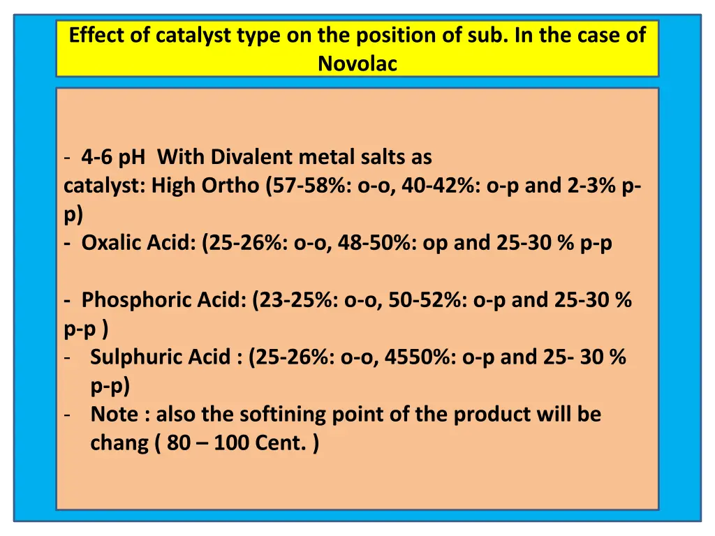effect of catalyst type on the position