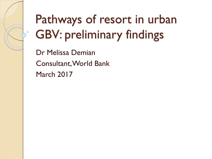 pathways of resort in urban gbv preliminary