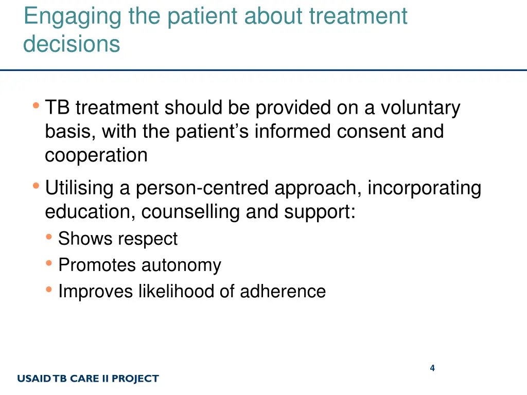 engaging the patient about treatment decisions