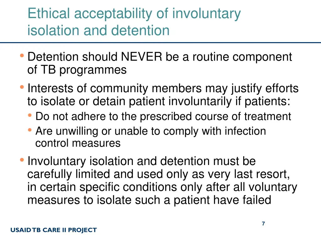 ethical acceptability of involuntary isolation