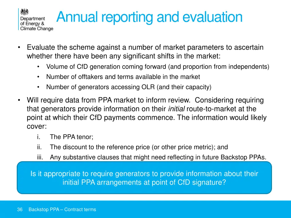 annual reporting and evaluation