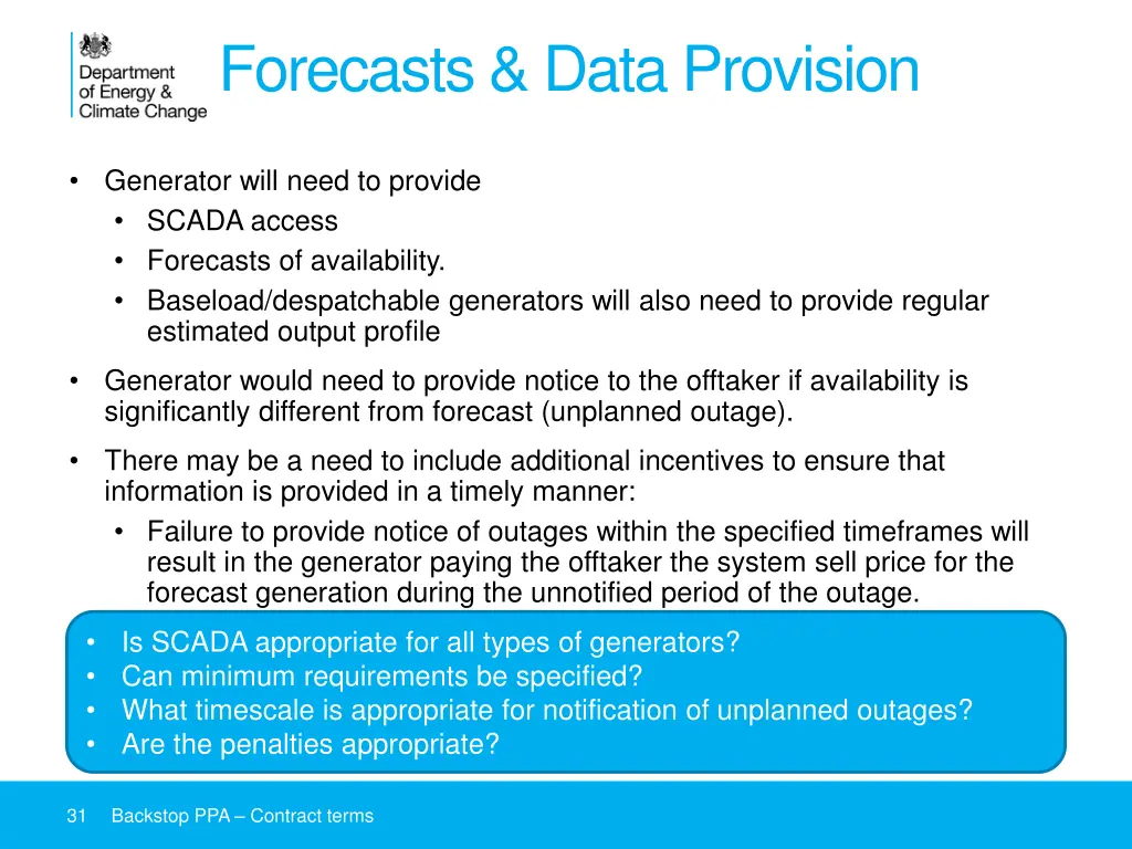 forecasts data provision