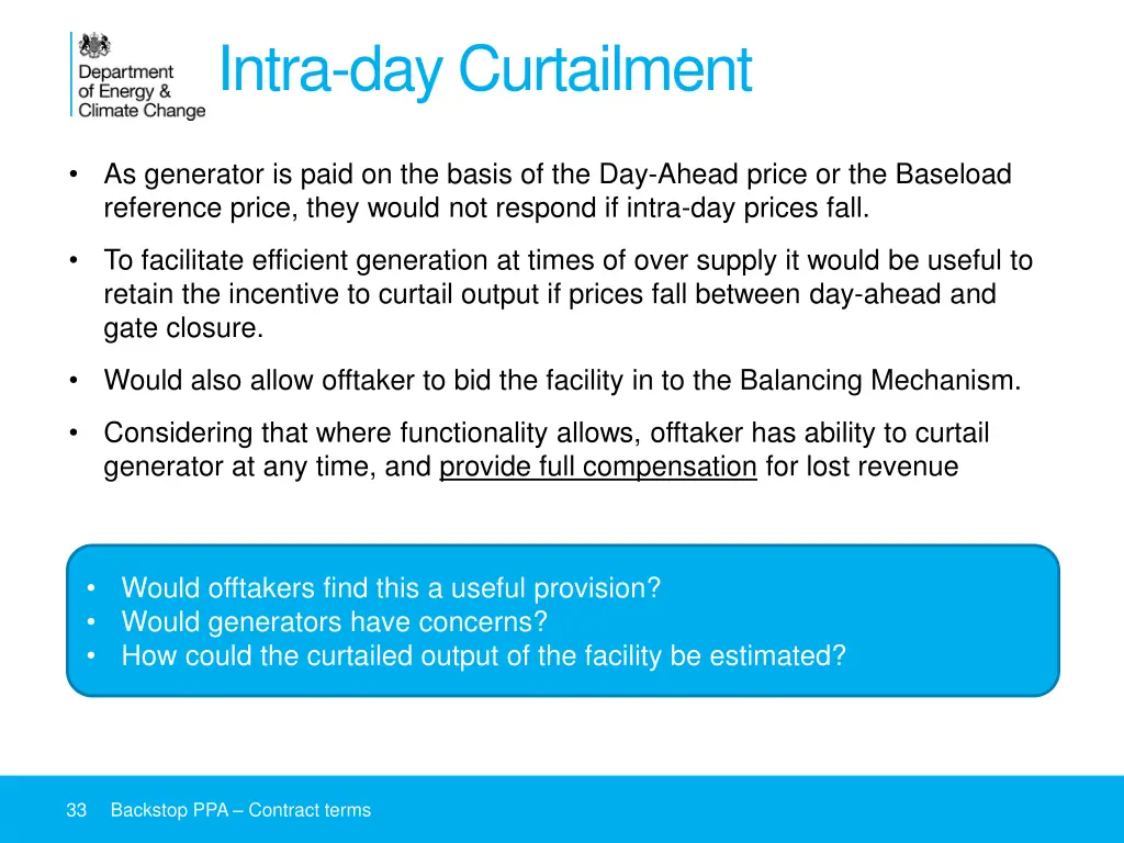 intra day curtailment