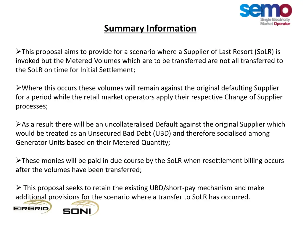 summary information