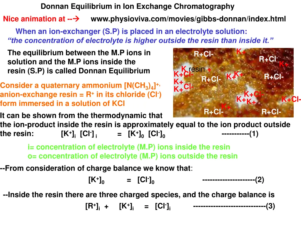donnan equilibrium in ion exchange chromatography