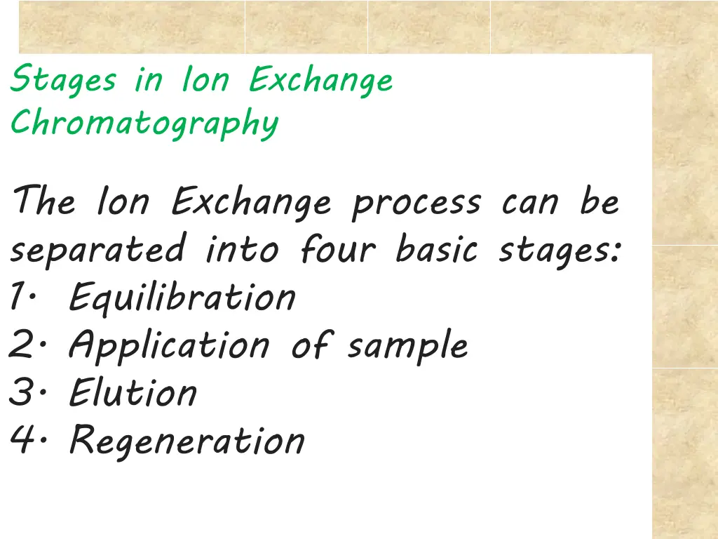 stages in ion exchange chromatography