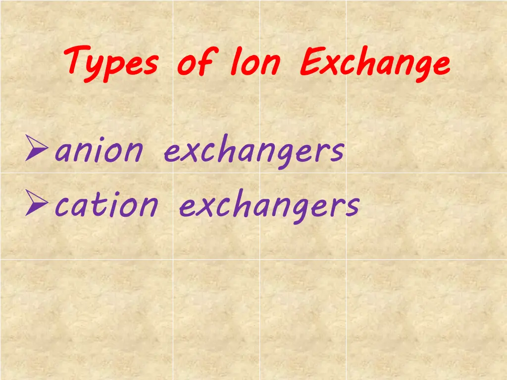 types of ion exchange