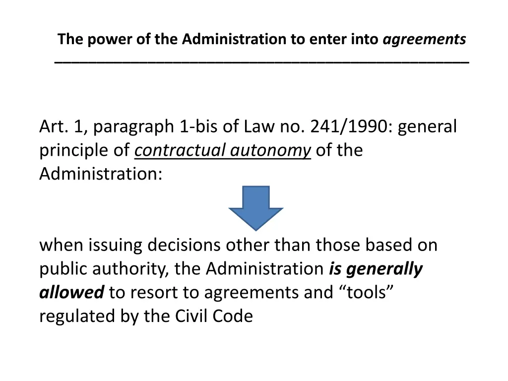 the power of the administration to enter into 5