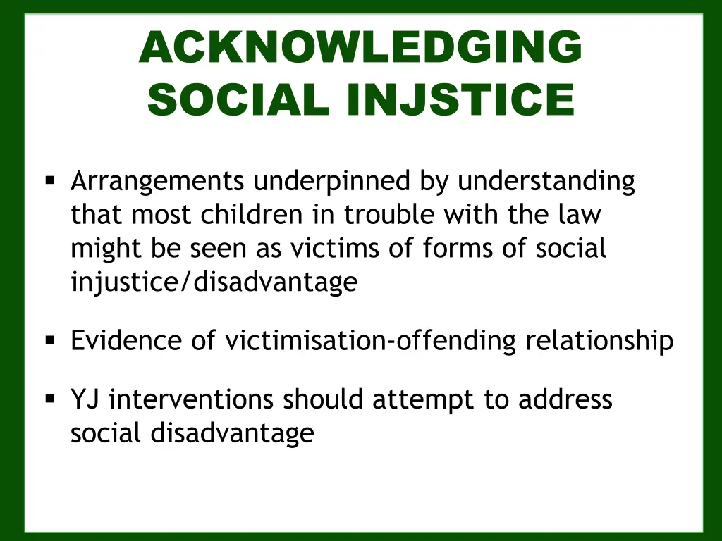 acknowledging social injstice