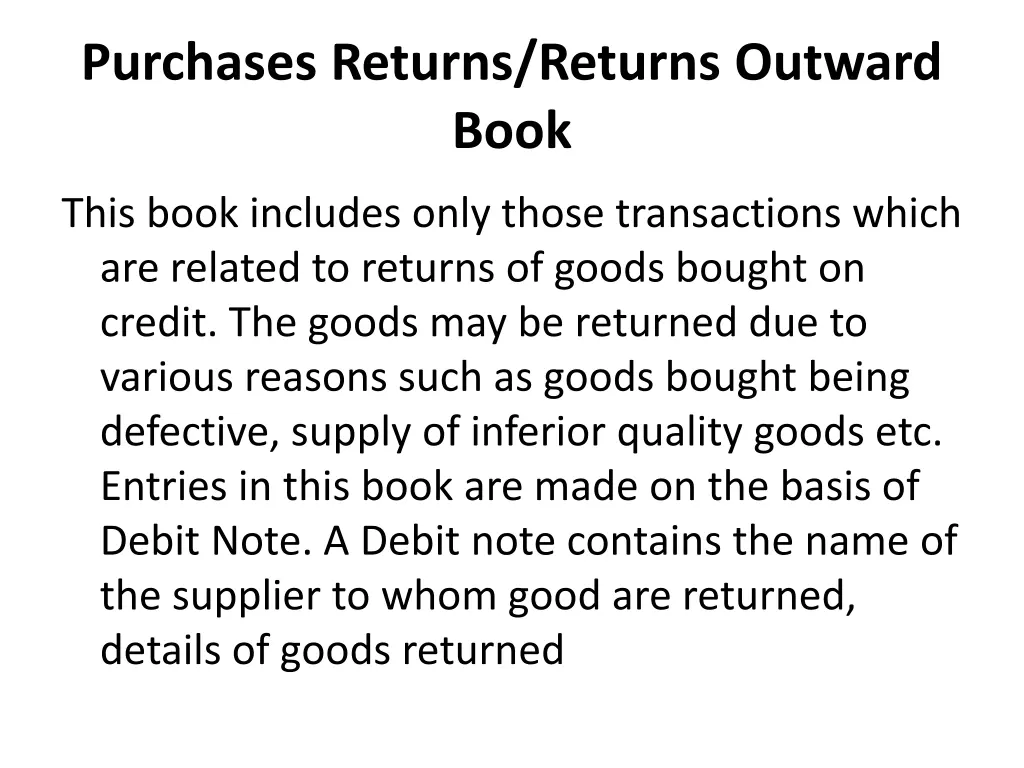 purchases returns returns outward book