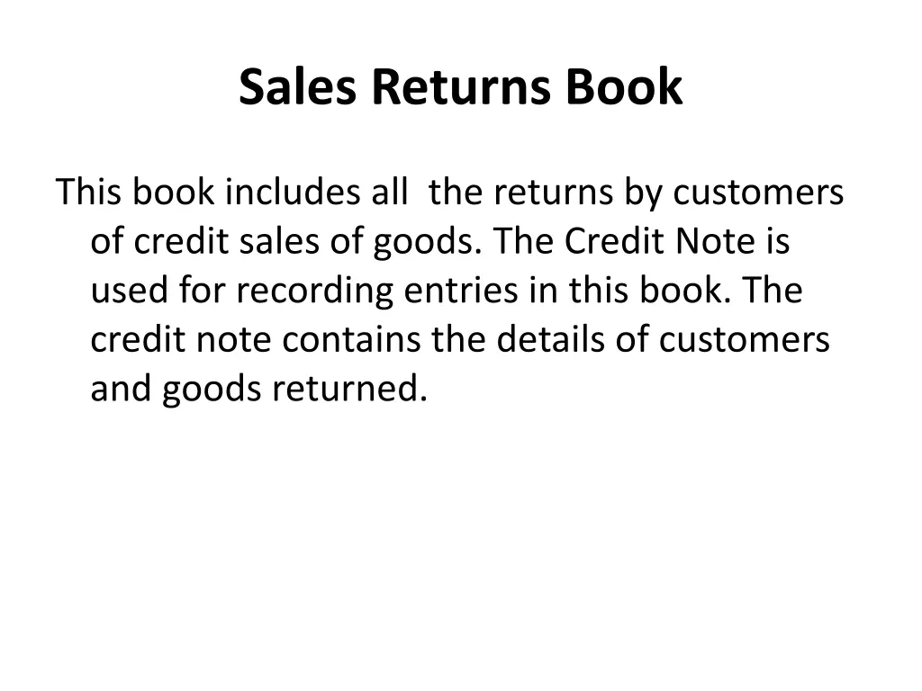 sales returns book