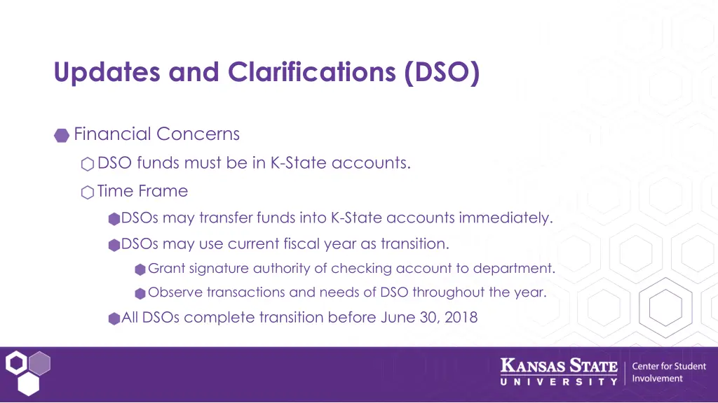 updates and clarifications dso