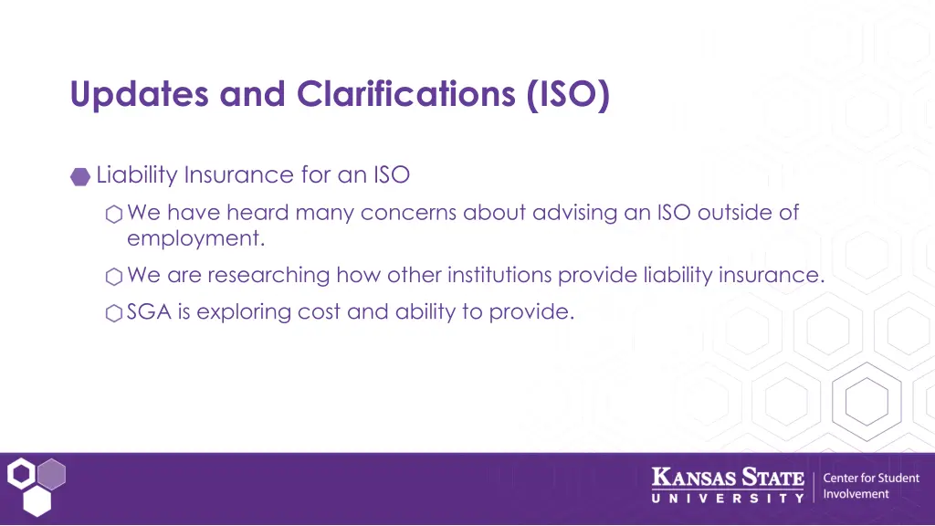 updates and clarifications iso