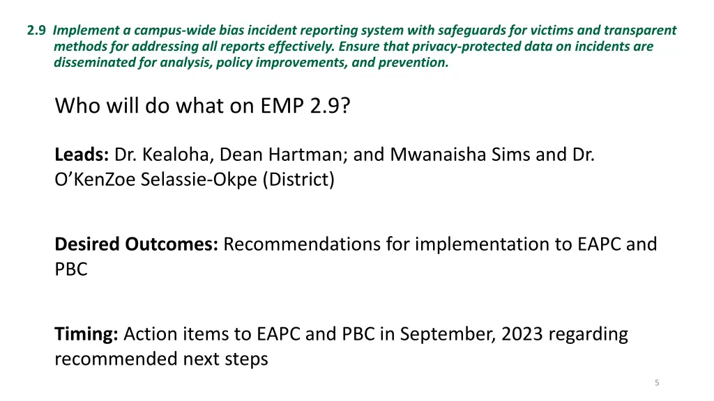 2 9 implement a campus wide bias incident