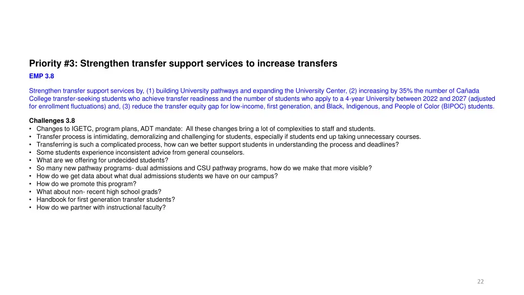 priority 3 strengthen transfer support services 1