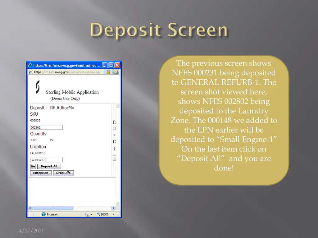 the previous screen shows nfes 000231 being