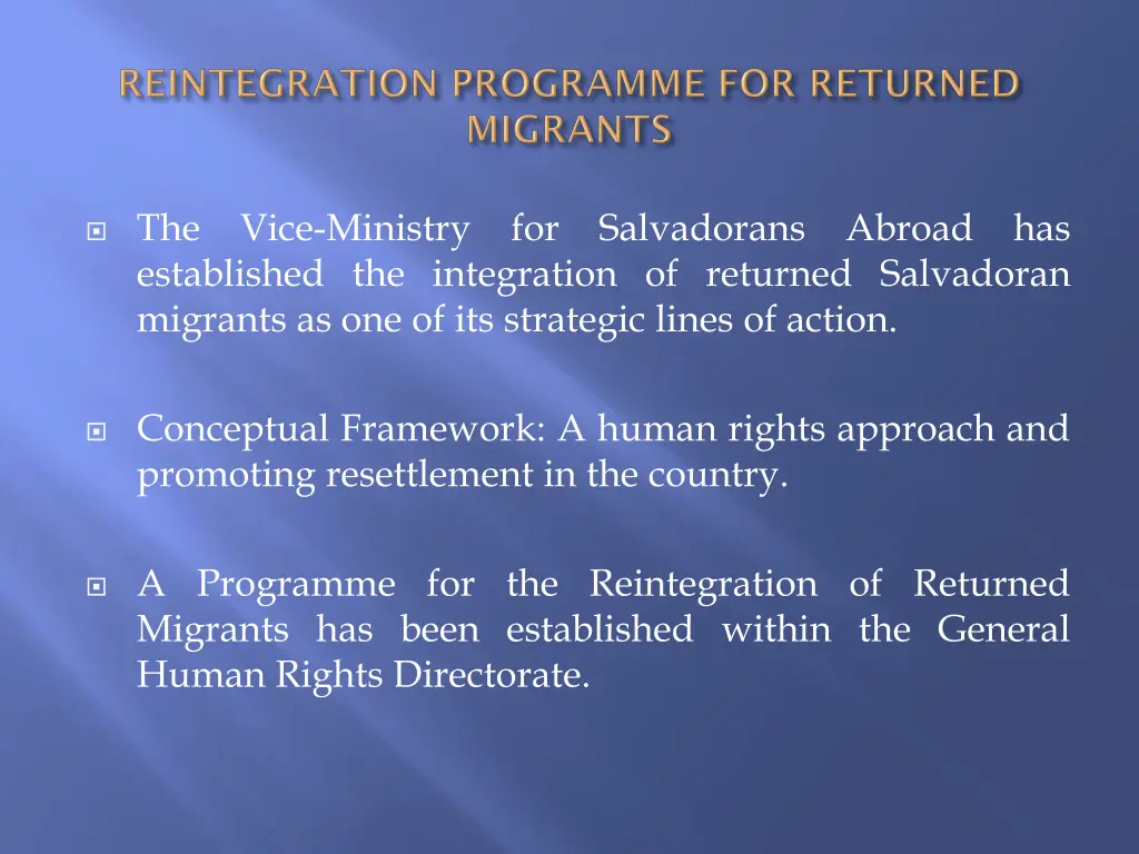 the established the integration of returned