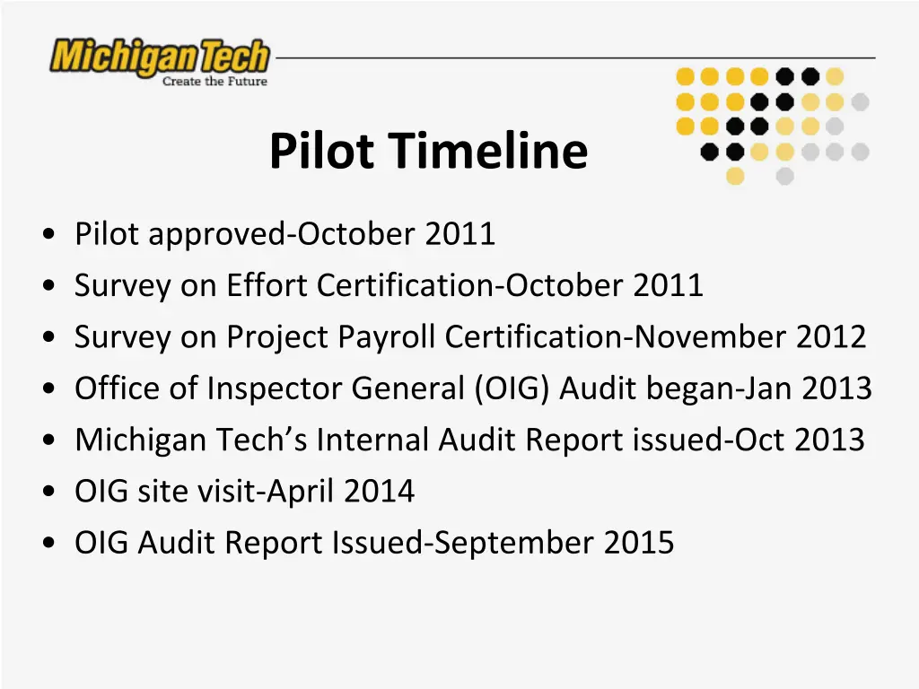 pilot timeline