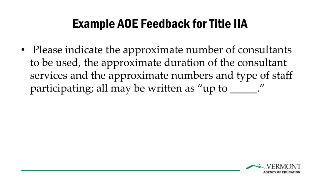 example aoe feedback for title iia