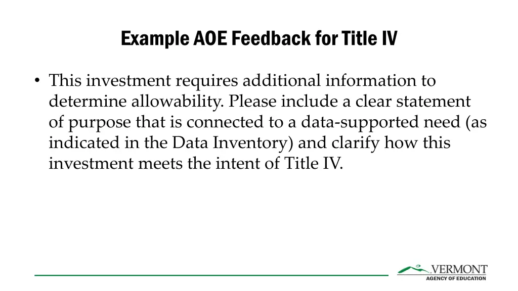 example aoe feedback for title iv