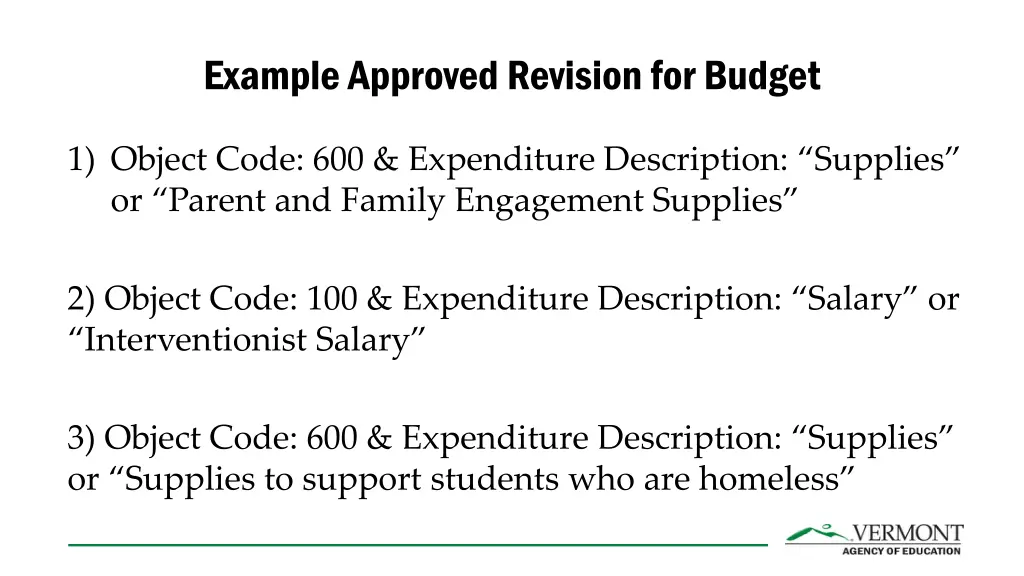 example approved revision for budget