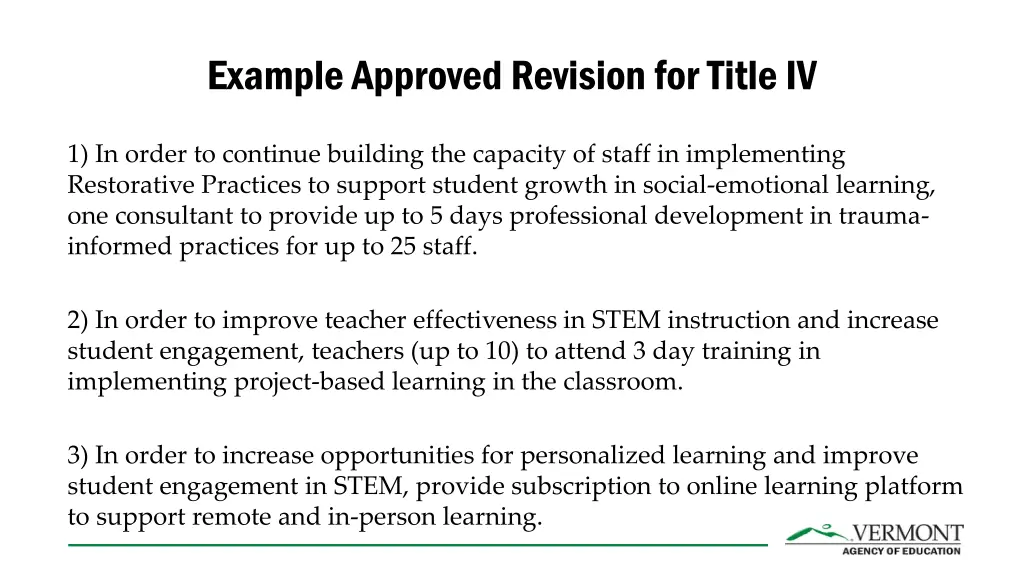 example approved revision for title iv