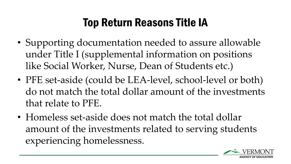 top return reasons title ia