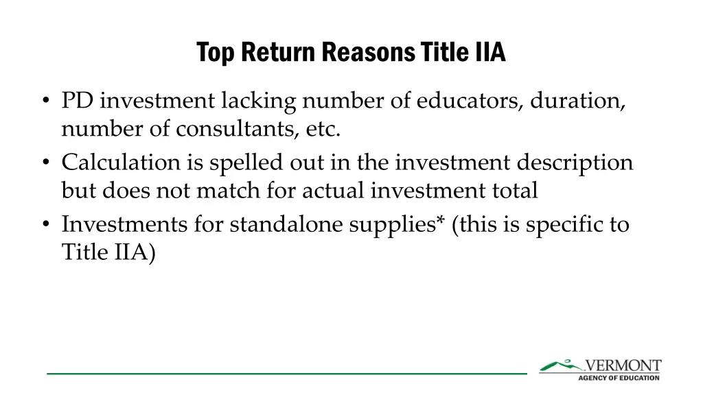 top return reasons title iia