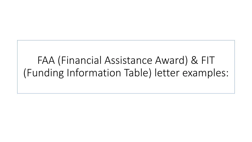 faa financial assistance award fit funding