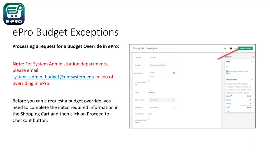 epro budget exceptions 4