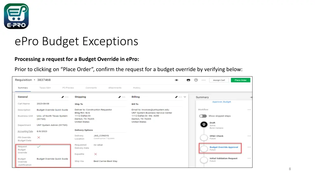 epro budget exceptions 7