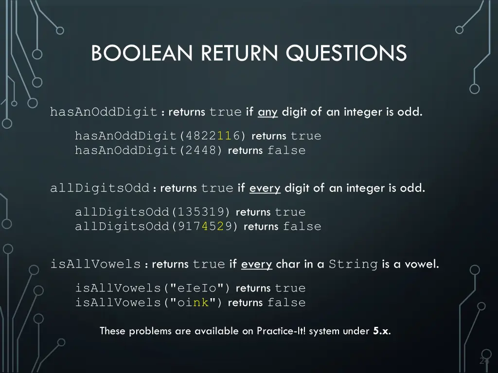 boolean return questions