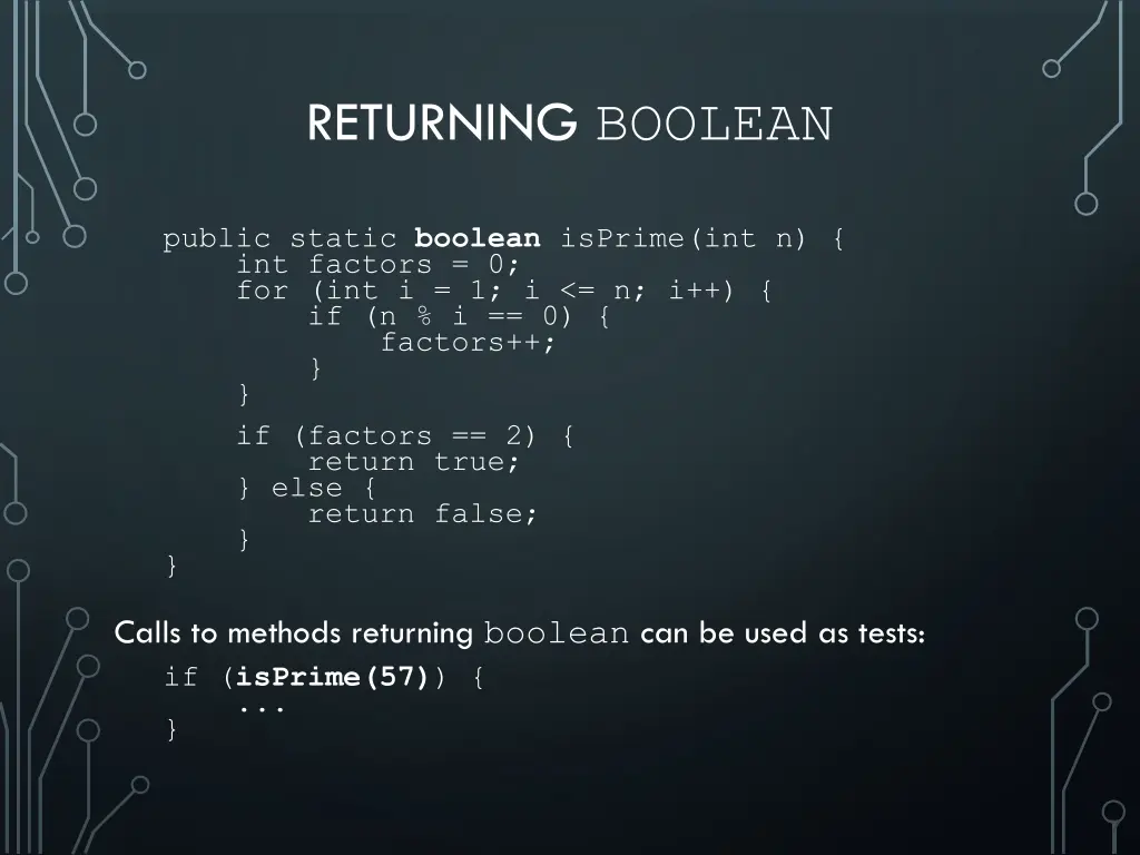 returning boolean