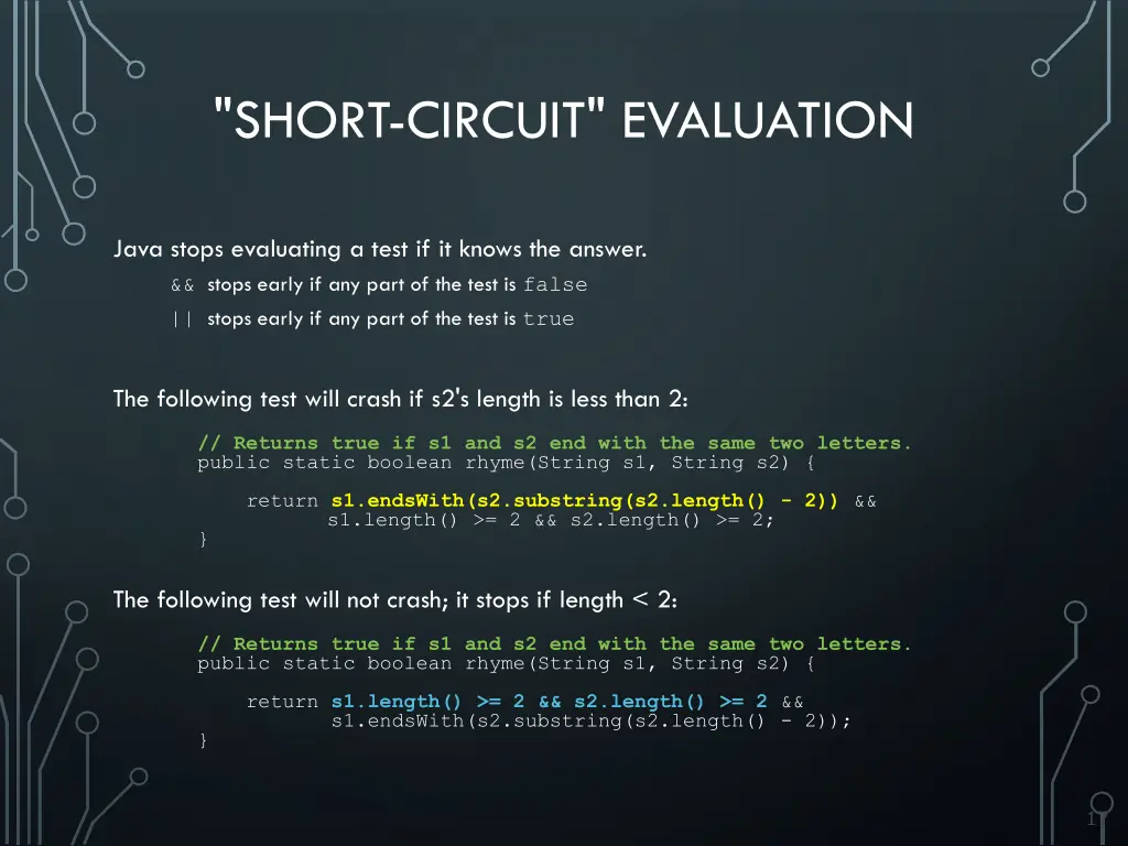 short circuit evaluation