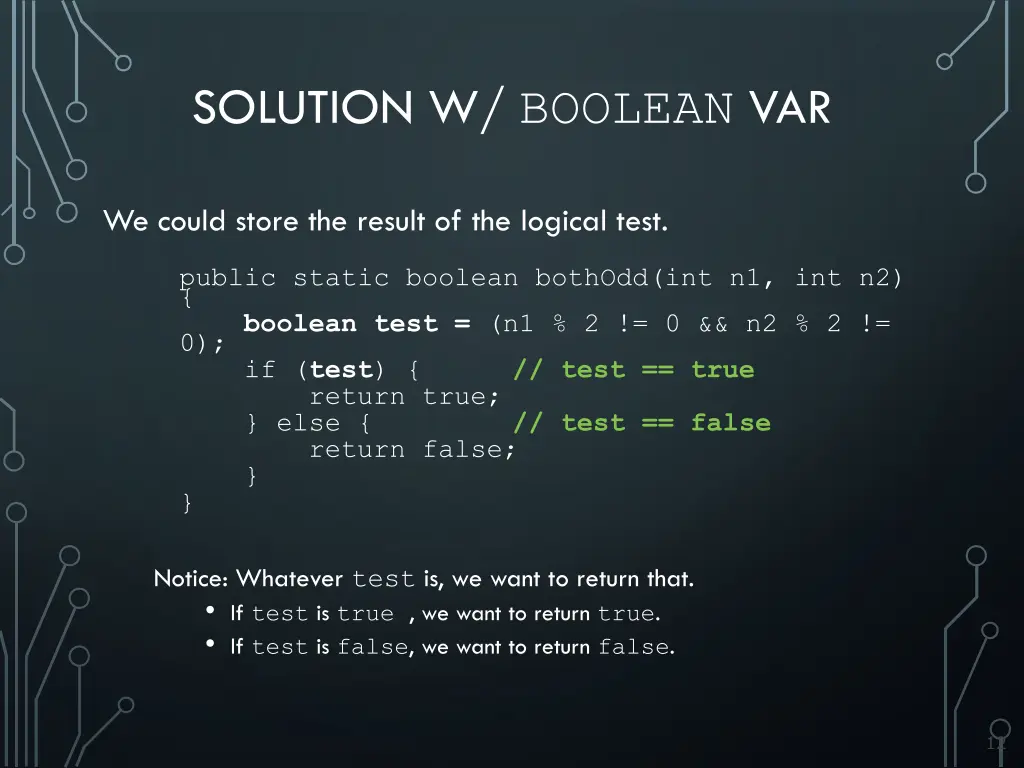solution w boolean var