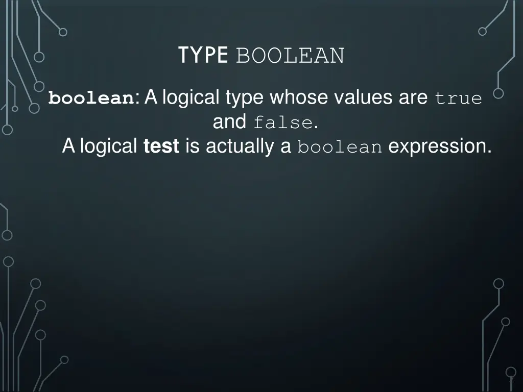 type boolean
