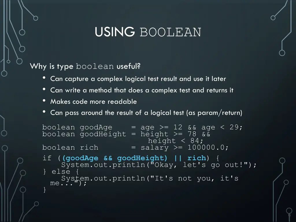 using boolean
