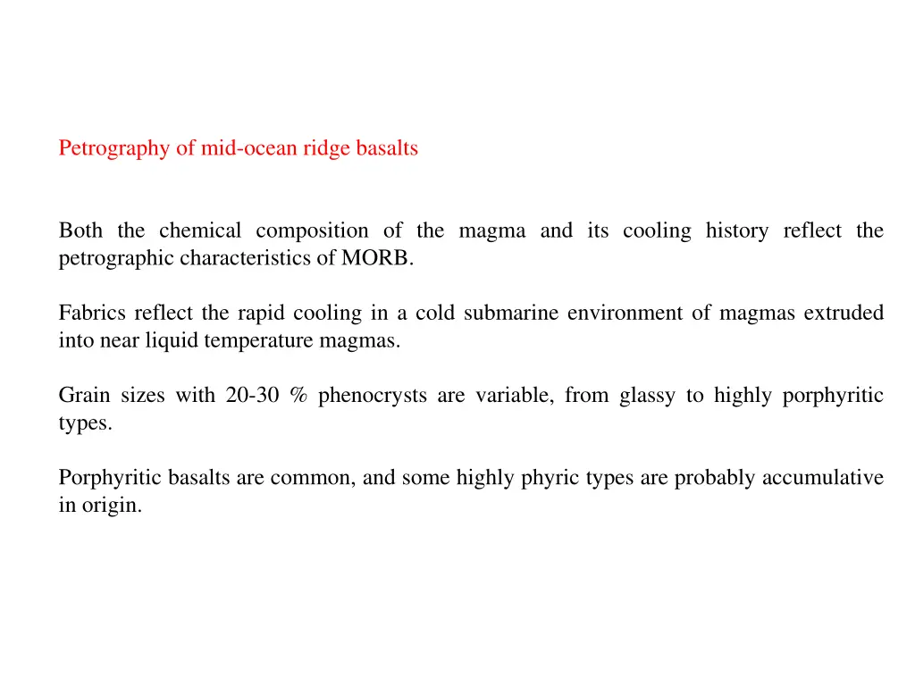 petrography of mid ocean ridge basalts