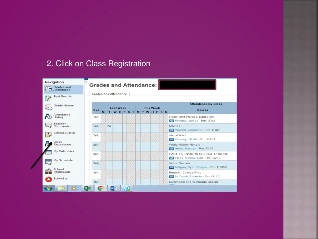 2 click on class registration