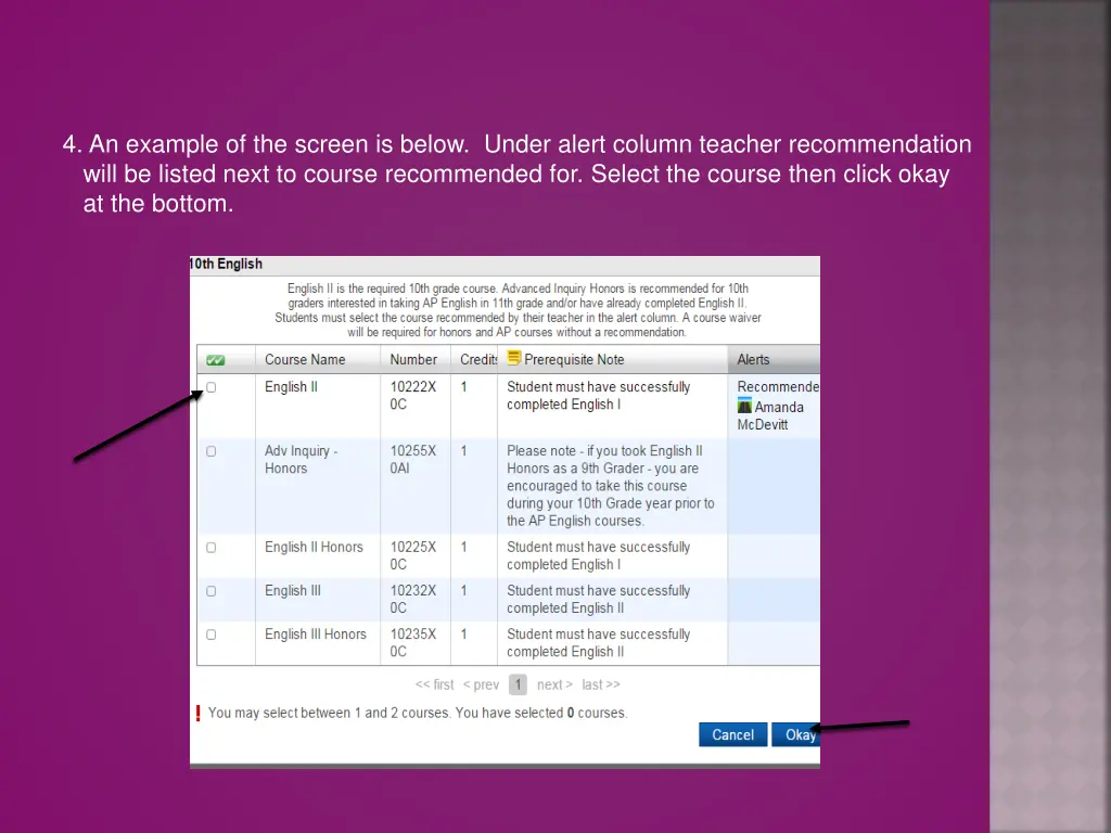 4 an example of the screen is below under alert