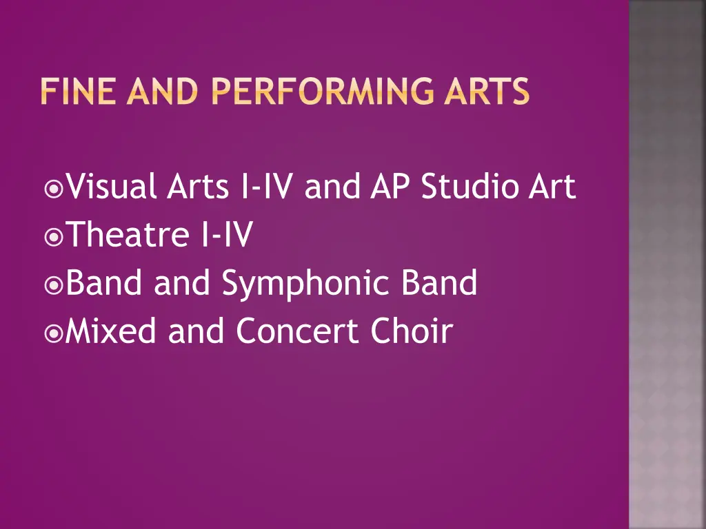 fine and performing arts