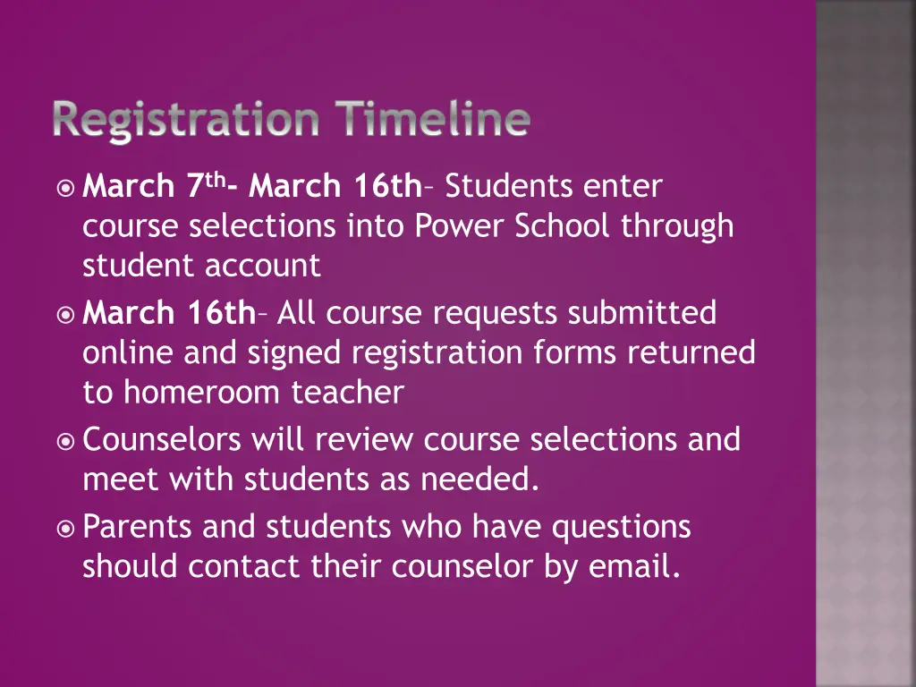 registration timeline
